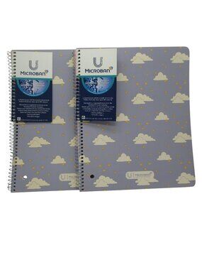U Style 2 Pack Microban ANTIMICROBIAL Wide Ruled Notebook Purple Sky & Clouds